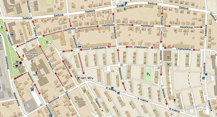 
                                Plán na zjednosměrnění ulic v lokalitě Staré bytovky.
                                    