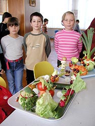 žáci ZŠ Salmova a jejich výrobke ze zeleniny