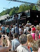 Ilustrační foto k článku: Parní lokomotiva a Masarykův vůz byly velkým lákadlem