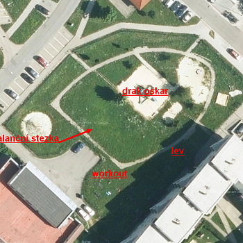 
                                Mapa s umístěním nových atrakcí na hřišti na sídlišti Zborovce. ZDROJ: město Blansko
                                    