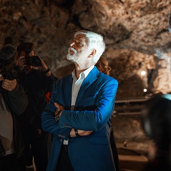
                                 Prezident na návštěvě Punkevních jeskyní. FOTO: David Petřík 
                                    