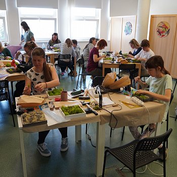 
                                V knihovně probíhal workshop s výrobou mechových obrázků. FOTO: Eva Mollová
                                    