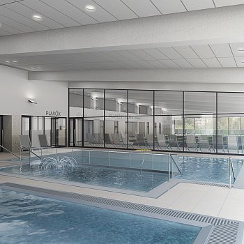 
                                Vizualizace nového krytého bazénu, jehož realizaci schválili blanenští zastupitelé v červnu 2023. 
                                    