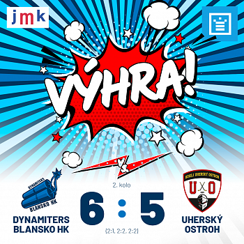 
                                Hokejisty Dynamiters Blansko HK zvítězili nad týmem z Uherského Ostrohu. FOTO: Dynamiters Blansko HK
                                    
