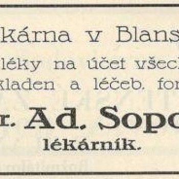 
                                Dobová reklama lékárny. FOTO: archiv Pavla Svobody
                                    