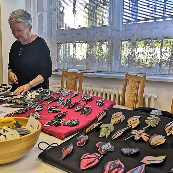 
                                Členové klubu důchodců vystavují vlastní rukodělné výrobky. FOTO: Leona Voráčová
                                    